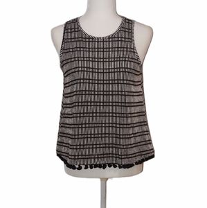 W5 Black & White Pom Pom Fringe Tank Top